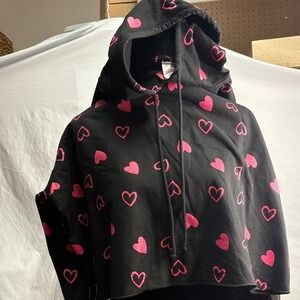 No Boundaries Black Hoodie/Jacket with Pink Heart Accents